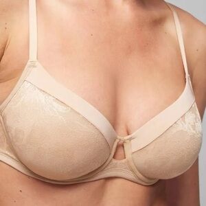 Soma Unlined Perfect Coverage Bra with Stretch Lace Tan 36C